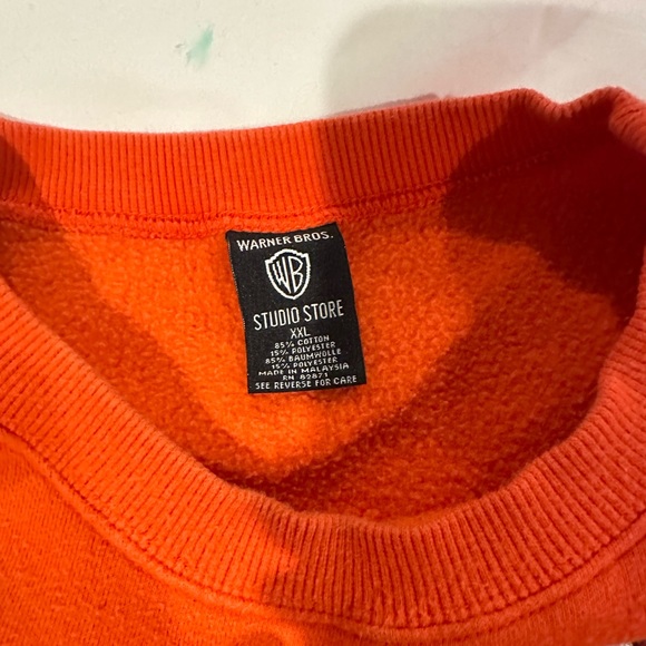 Vintage 90's Warner Brothers Foghorn Leghorn Crewneck Sweatshirt Orange XXL - Picture 6 of 8